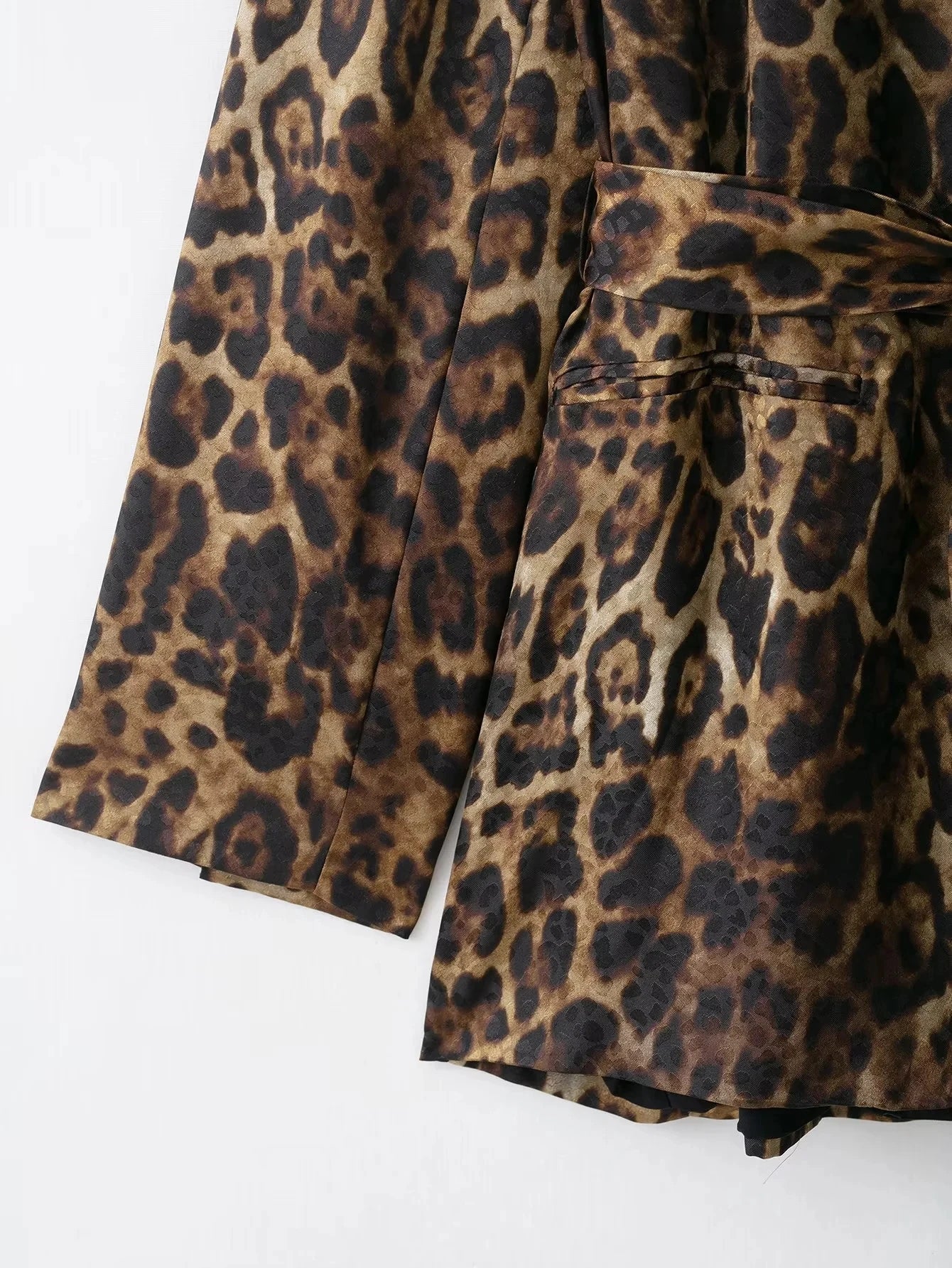 KONDALA Vintage Leopard Print Women Suits V Neck Sashes Long Sleeve Oversized Blazer+Wide Leg Pants Fashion 2025 Autumn Suits
