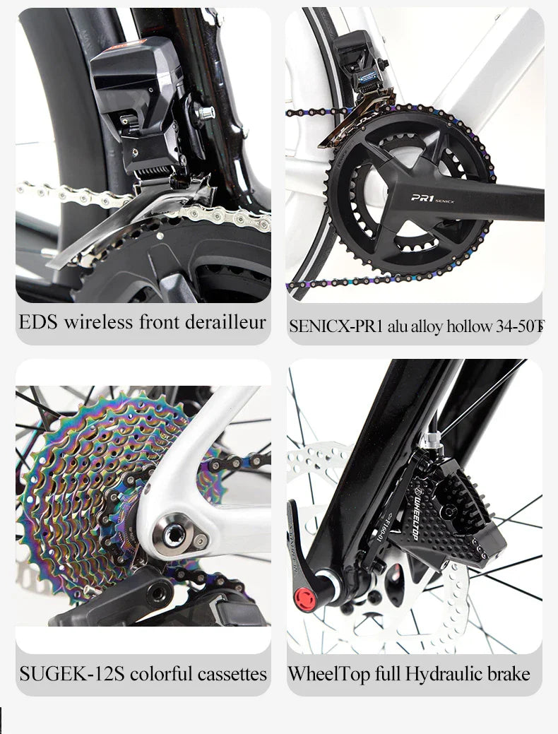 Twitter Full Carbon Road Bike Wireless Electronic Shifting WheelTop EDS TX 2X12 Speed Hydraulic Disc Brake Adult Men's Bicycle