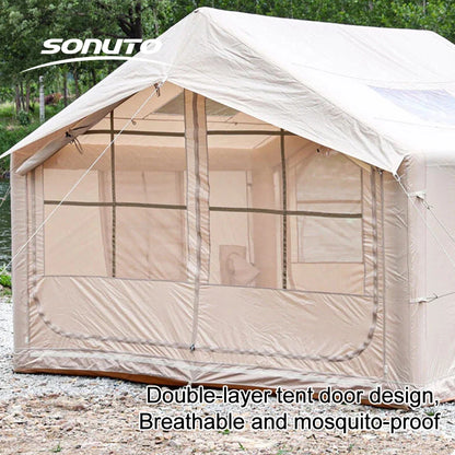 7.5㎡ Quick Setup Large Inflatable Tent with Pump Windproof 420D Oxford Fabric Instant Air Tent for Camping Beach Party Garden