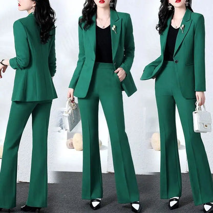 2025 Spring and Autumn New Fashion Blazer Coat Trousers Two Piece Women's Elegant Casual Suit Jacket Pants Set Female Clothing