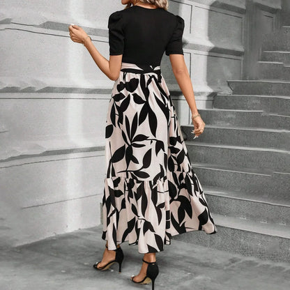Spring Elegant Dress For Women Bow Tie Waist Cinched Dress A-Lin Flowing Skirt Office Women'S Clothing High Waisted Fashion Dres