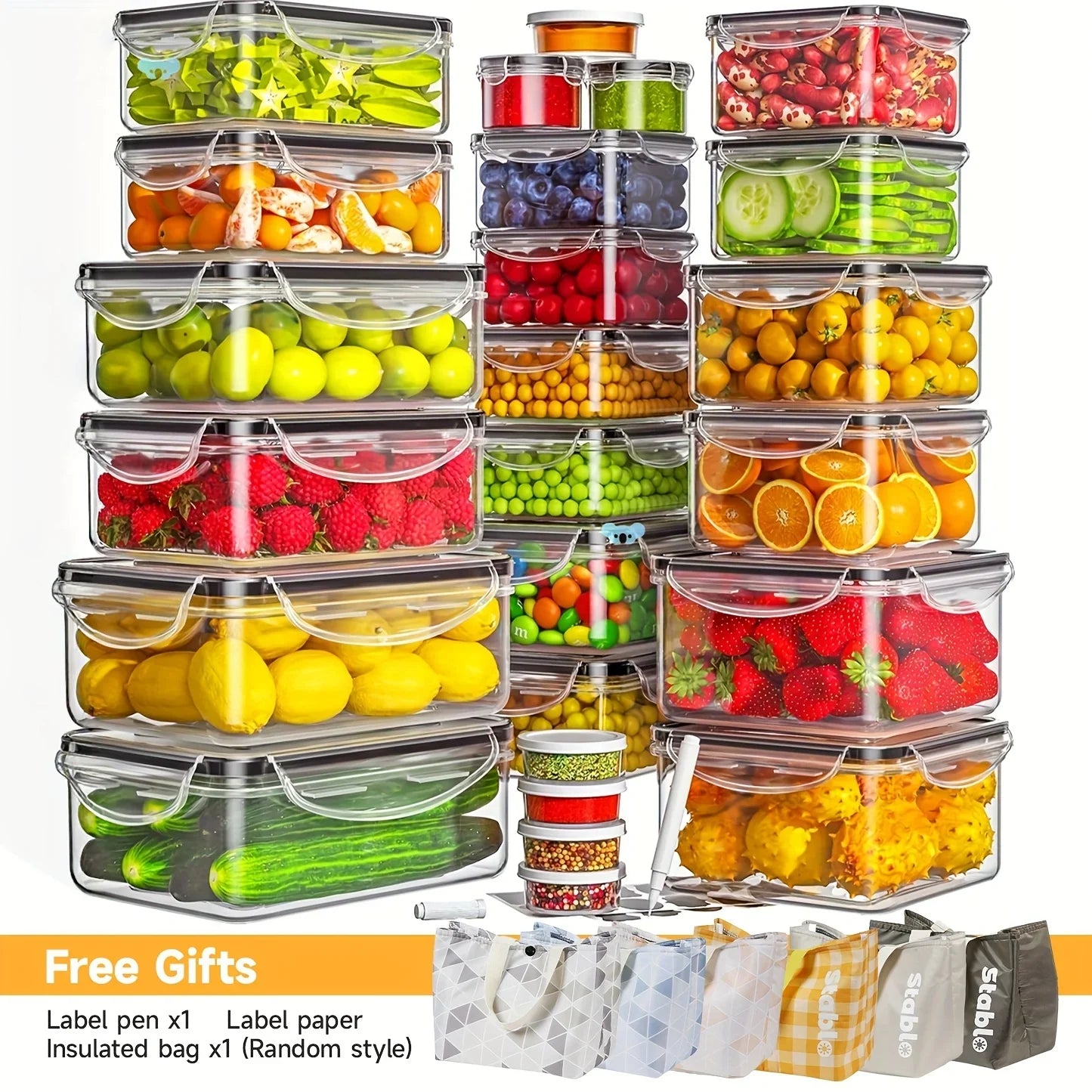 48-Piece BPA-Free Airtight Food Storage Set – 24 Containers & Lids with Labels