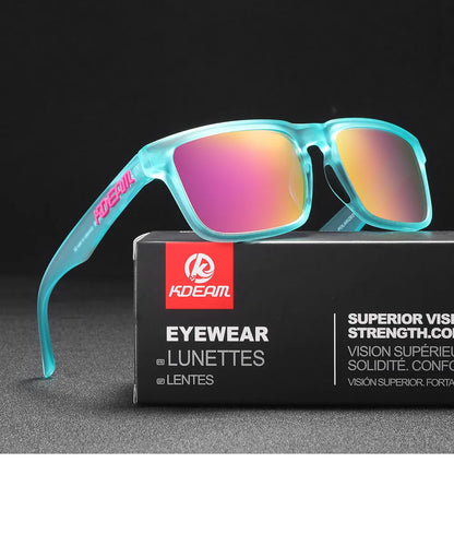 KDEAM Square Men's Polarized Sunglasses Outdoors Lifestyle Coating Sun Glasses New Matching Colors With Box