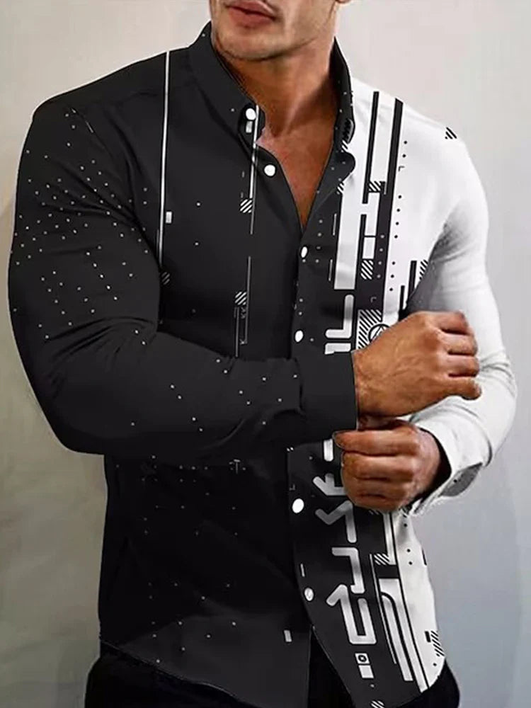 2023  New Arrival Fashion Shirts For Men Casual flowers Print  Long Sleeve Button Top Men's Clothing Oversized