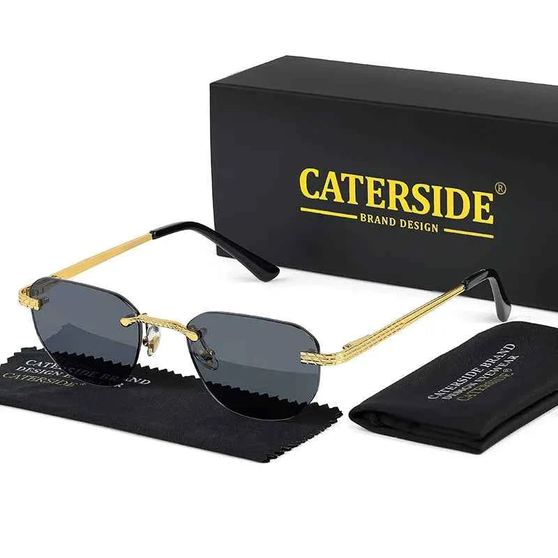 CATERSIDE New Retro Rimless Sunglasses Men Pilot Cupronickel Frame Brand Design Sun Glasses Women Festival Party Travel Eyewear