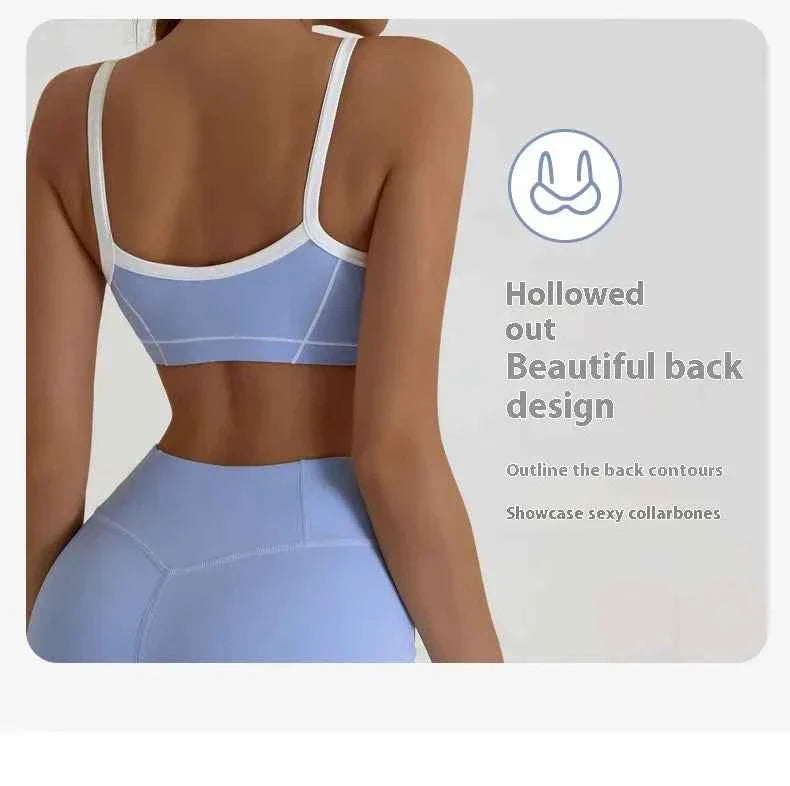 Women's Shock-Absorbing Sports Bra – Color Block Full Cup Breathable Gym & Yoga Tube Top
