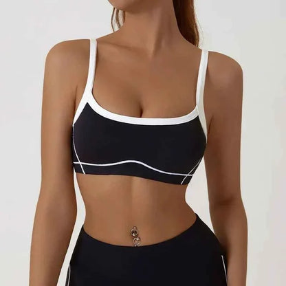 Women's Shock-Absorbing Sports Bra – Color Block Full Cup Breathable Gym & Yoga Tube Top