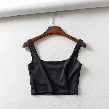 Hot Sale Summer Women Sexy Sleeveless Tops Fashion Short Square Collar Tank Tops 4 Colors