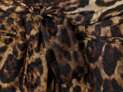 HH Women Autumn 2-Piece Set Chic Leopard Print Turn-Down Collar Pockets Belt Design Blazers+High Waist Zipper Wide-Leg Pants