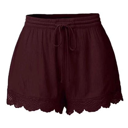 Women Lace Up Shorts Summer Casual Elastic Waist Wide Leg Sweat Fitness Running Short 2024 High Quality Thick Fabric Mini Shorts