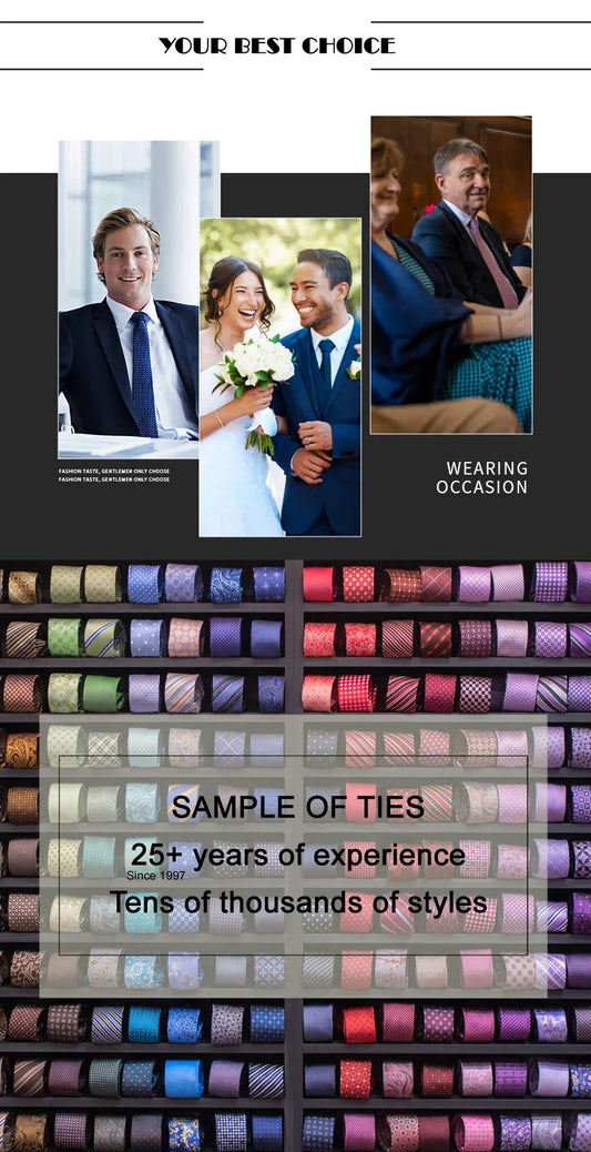 Luxury 8CM Mens Necktie Red Color Solid Stripes Paisley Ties For Man Groom Jacquard Woven Neck Tie For Business Wedding Party