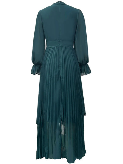 Elegant Ruffle Long Sleeve Dress for Women Chic Spring Summer Layered A Line Dress Lady Pleated Verstidos Prom Party Gowns