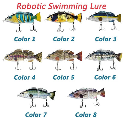USB Rechargeable Electric Swimbait Lure – 4-Segment Auto Swimming, 13cm, 7 Colors
