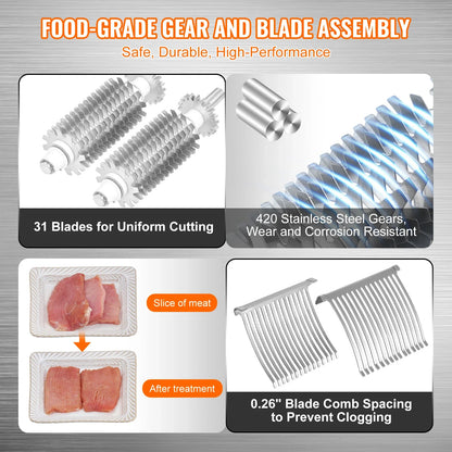 Heavy-Duty Manual Meat Tenderizer Machine – 31 Blades, 420 Stainless Steel, Detachable