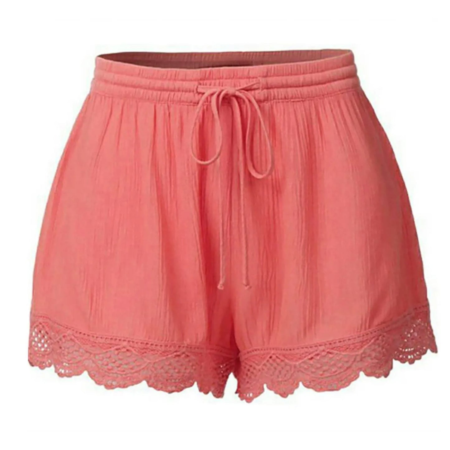 Women Lace Up Shorts Summer Casual Elastic Waist Wide Leg Sweat Fitness Running Short 2024 High Quality Thick Fabric Mini Shorts