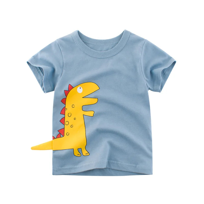 OLEKID 2025 Summer Children Boys Clothing Printed Cartoon Boys T-Shirts 2-8 Years Kids Baby Boy Tops Short Sleeve Toddler Tees