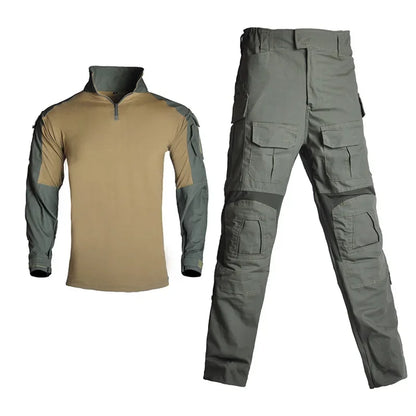 Camo Cargo Pants & Hiking Shirt Set – Cotton/Polyester, 4-Season, Sizes S–3XL