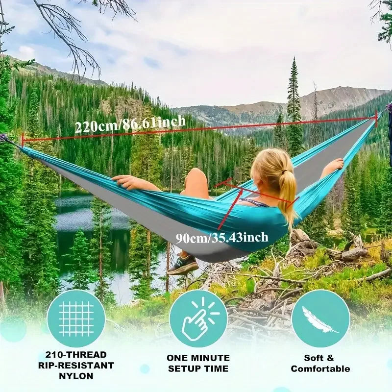 Camping Hammock with Tree Straps – Lightweight Nylon Hammock for Outdoor & Indoor Use