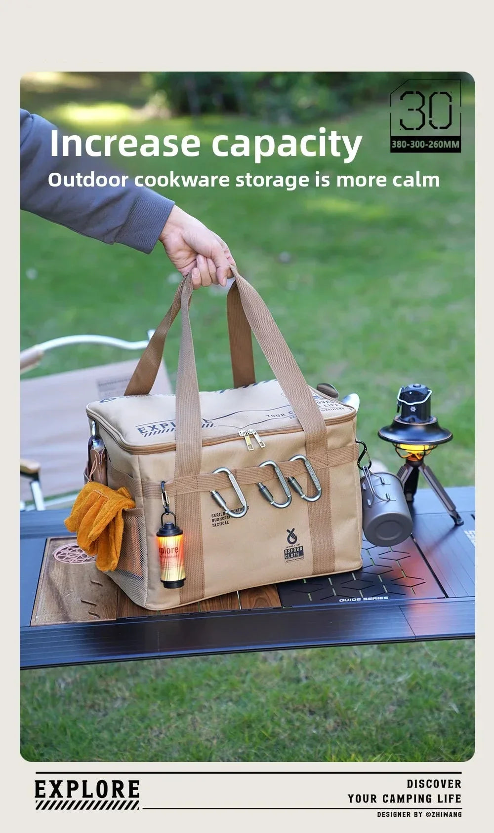 Outdoor folding storage box, picnic camping storage box, tableware, kitchenware,    large capacity