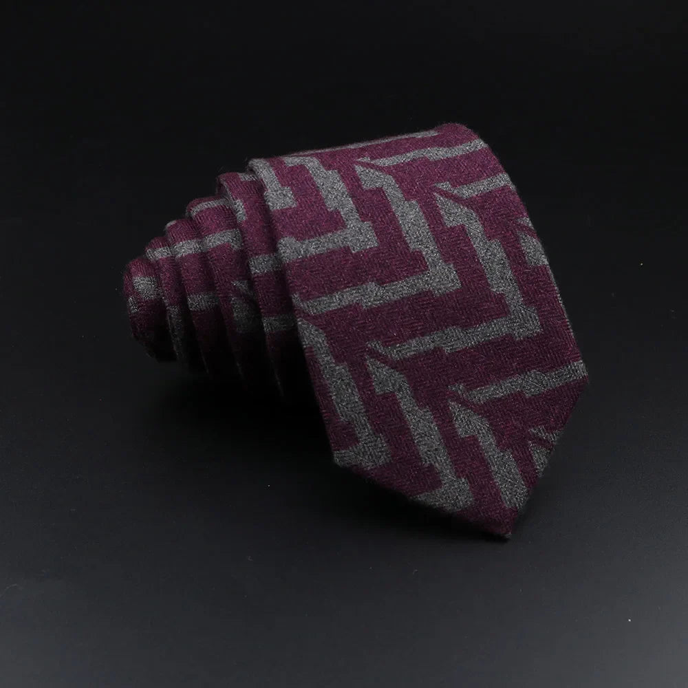 Men's Plaid Tie Cotton Black Grey Red Necktie Handmade Wool Narrow Collar Ties Wedding Business Party Suit Shirt Gift Accessory