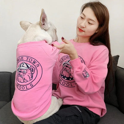 Dog Costume  Pet Clothes Crew Neck Korean Version Spring and Autumn Parent-child Wear Pure Cotton Four Colors Seven Sizes