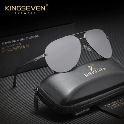 KINGSEVEN Brand Pilot Rimless Sunglasses Polarized UV400 Men Women Glasses Driving Eyewear