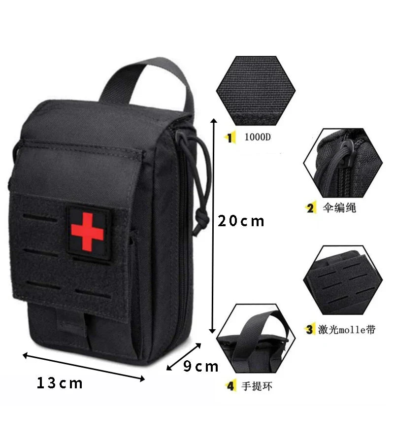 Outdoor Tactical First Aid Kit Bag – 1000D Nylon, Tourniquet Package, 3 Colors