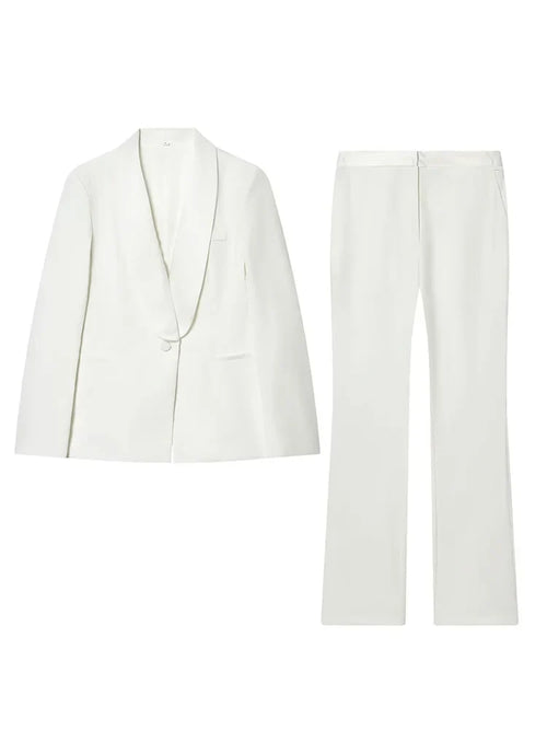 HH 2026 Women New Fashion Solid 2-Piece Set Single Button Long Sleeve Blazer Jacket+High Waist Zipper Pockets Solid Long Pants