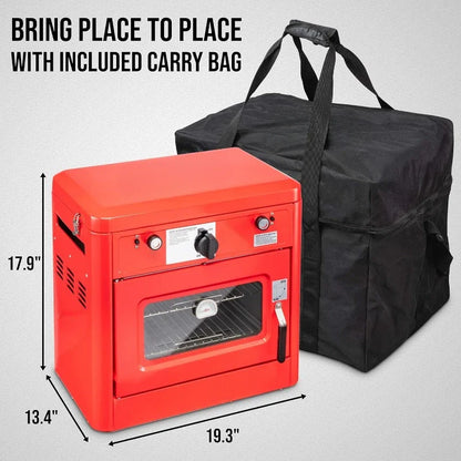 Outdoor Gas Camping Oven w/Carry Bag | CSA Approved Portable Propane-Powered 2-Burner Stove & Oven | Auto Ignition