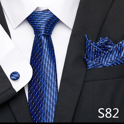 Hot Sale Holiday Gift Tie Pocket Squares Cufflink Set Necktie Dot Man Dark Grey Wedding Accessories Performance