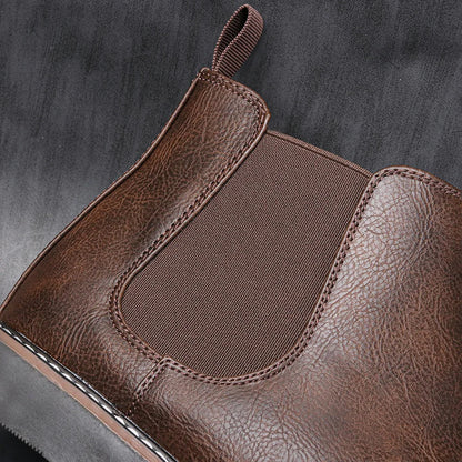 Men's Retro Classical Chelsea Boots Men British Patina Fashion Leather Ankle Boot Mens Casual Short Boots High-Top Shoes