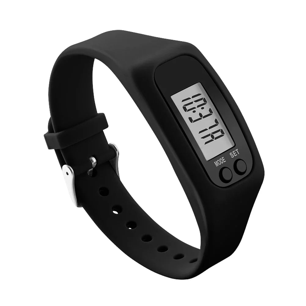 LED Pedometer Fitness Bracelet – Step Counter, Calorie Tracker, 12/24H Clock, 3 Colors