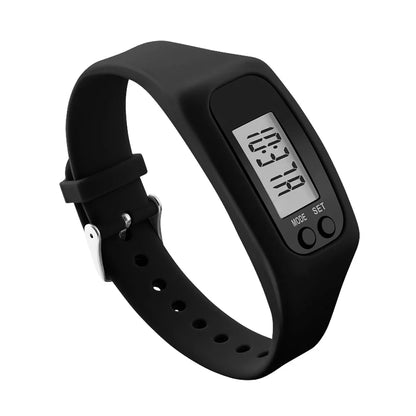 LED Pedometer Fitness Bracelet – Step Counter, Calorie Tracker, 12/24H Clock, 3 Colors