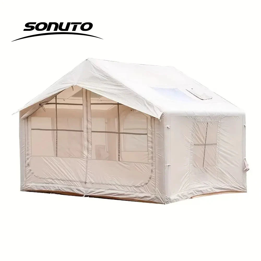 7.5㎡ Quick Setup Large Inflatable Tent with Pump Windproof 420D Oxford Fabric Instant Air Tent for Camping Beach Party Garden