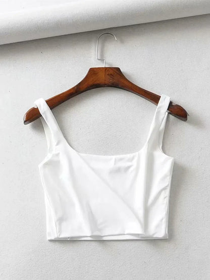 Hot Sale Summer Women Sexy Sleeveless Tops Fashion Short Square Collar Tank Tops 4 Colors