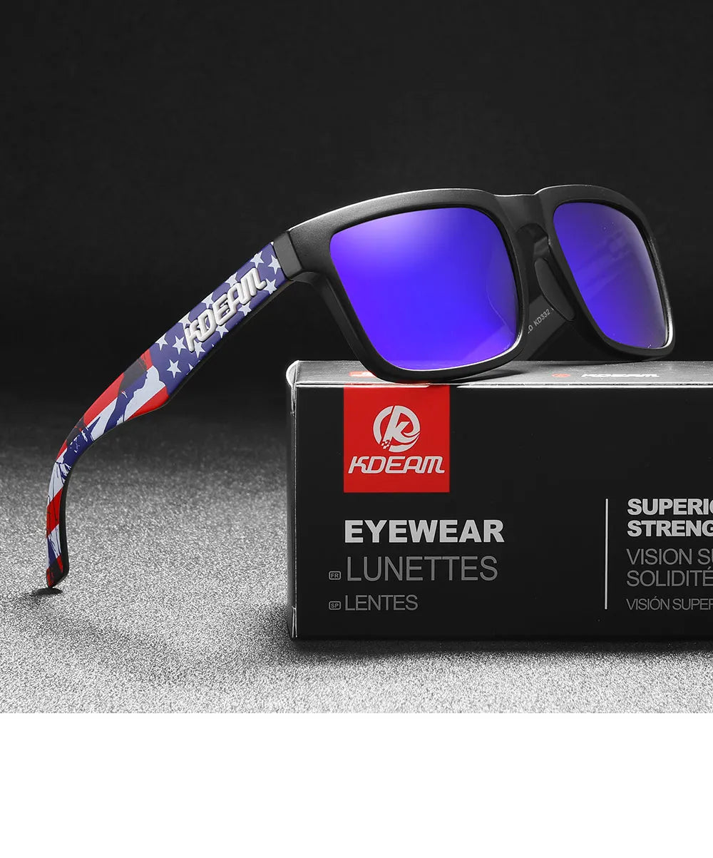 KDEAM Square Men's Polarized Sunglasses Outdoors Lifestyle Coating Sun Glasses New Matching Colors With Box