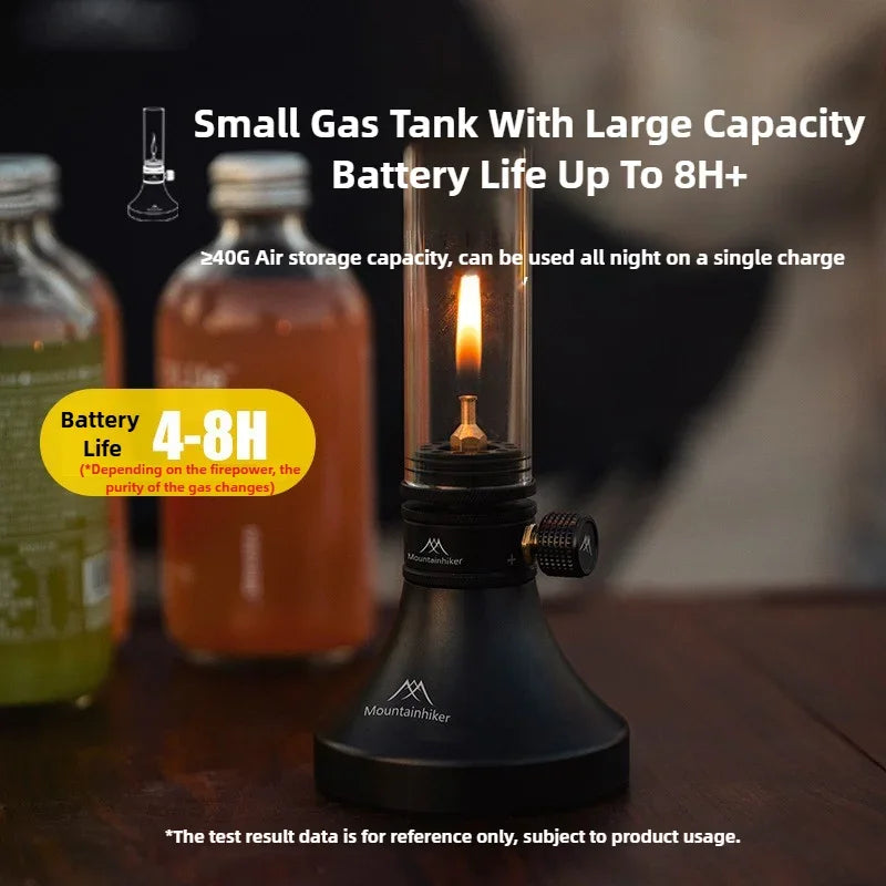 Retro Glass Gas Lantern – Outdoor Atmosphere Camping Light, Silver or Black