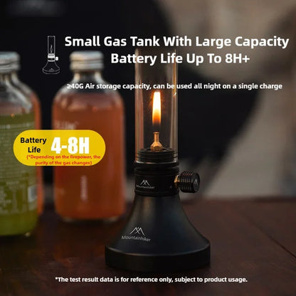 Retro Glass Gas Lantern – Outdoor Atmosphere Camping Light, Silver or Black