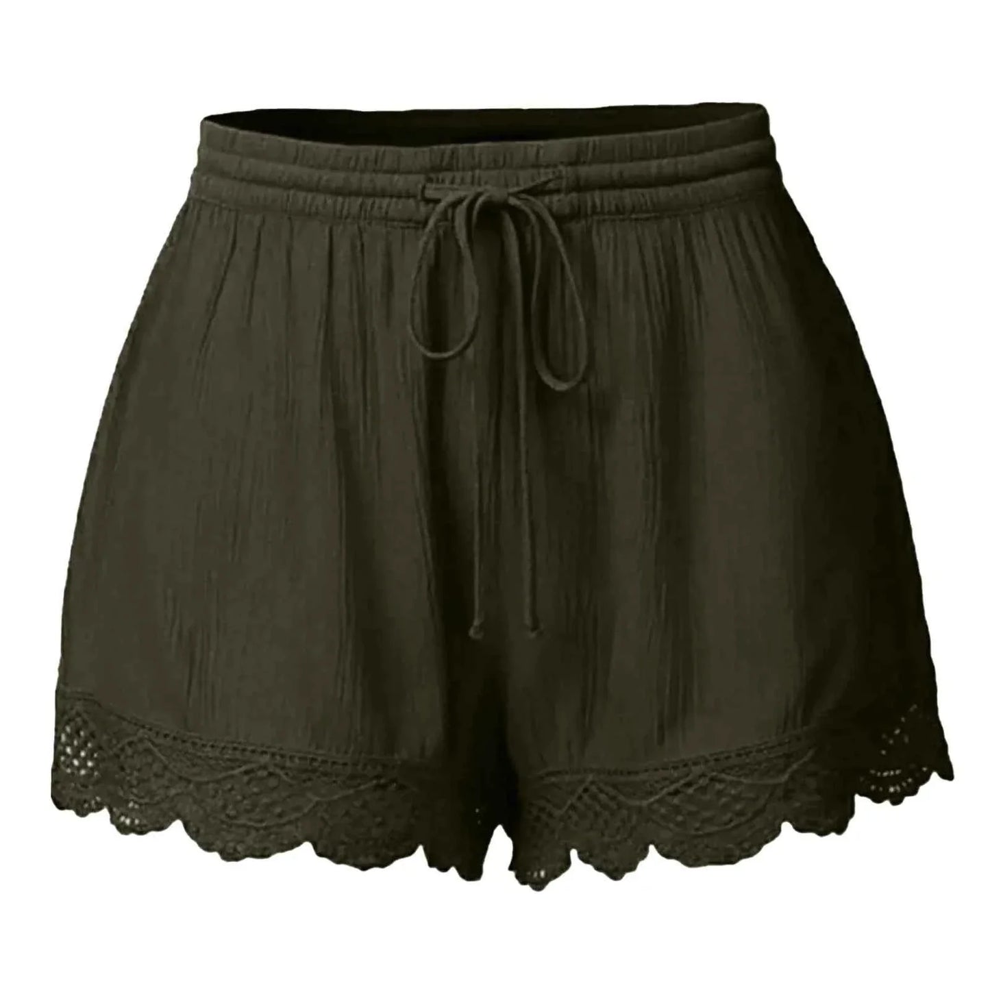 Women Lace Up Shorts Summer Casual Elastic Waist Wide Leg Sweat Fitness Running Short 2024 High Quality Thick Fabric Mini Shorts