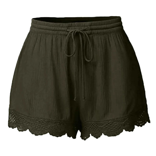 Women Lace Up Shorts Summer Casual Elastic Waist Wide Leg Sweat Fitness Running Short 2024 High Quality Thick Fabric Mini Shorts