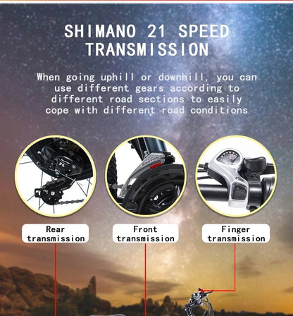 Ebike AKEZ 1000W CityElectricBike Detachable 13Ah Battery Electric Bike 60 Mile Range Dual Disc Brake Alloy Electric Bike