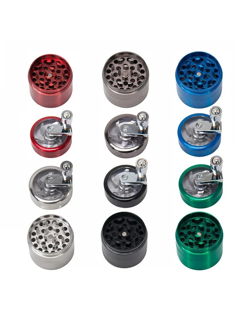 4-Layer Herb & Spice Grinder – 40mm Zinc Alloy Manual Hand Crank Mill