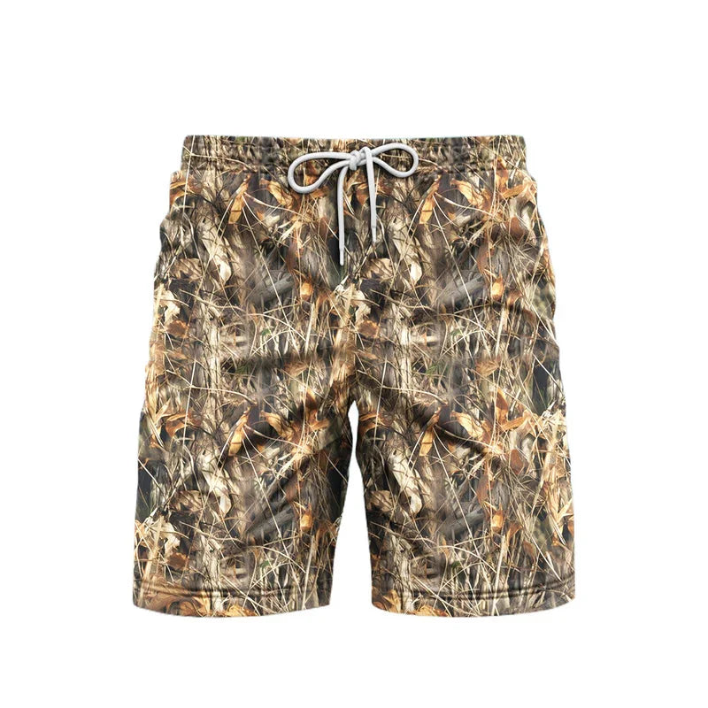 Men's Camo Tree Print Beach Shorts – Breathable Casual Outdoor Shorts 2025