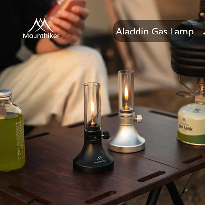 Retro Glass Gas Lantern – Outdoor Atmosphere Camping Light, Silver or Black