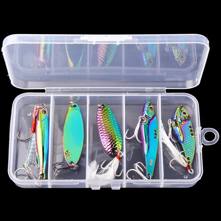 5pcs Metal VIB Wobbler Fishing Lure Set – 3g/10g/15g Sinking Hard Bait for Sea & Freshwater Fishing