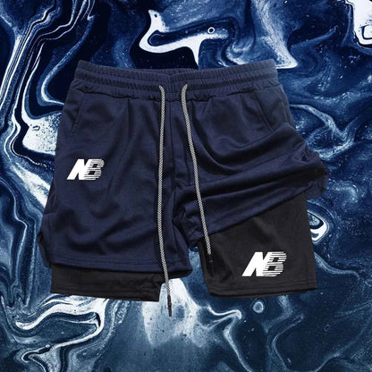 Men's Fashion Sports Shorts Four Seasons Running Sportswear Tight Double Layer 2-in-1 Sports Shorts