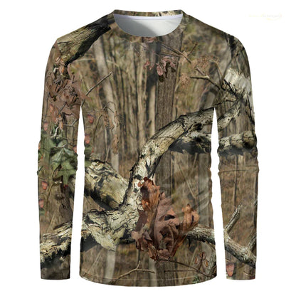 Men's Forest Camo Hunting Long Sleeve T-Shirt – Oversized Quick-Dry Tee