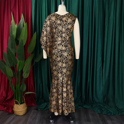 FairyShely 2024 One Shoulder Long Sleeve Plus Size Dress Sexy Women Print Large Big Dresses Lady Party Tight Curvy Sheath Dress