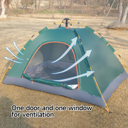Waterproof Silver-Coated Fabric Tent with 1 Door 1 Window, High-Density B3 Mesh & Automatic Fiberglass Poles