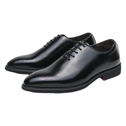 Men's Casual Leather Shoes Fashionable Simple Lace-Up Business Formal Shoes Large Size New Model Comfortable Rubber Sole